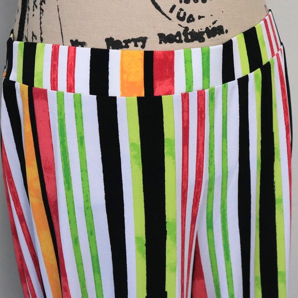 C Est 1946 Women Size M Colorful Stripe Stretch Pull On Wide Leg High Rise Pants - Picture 2 of 10